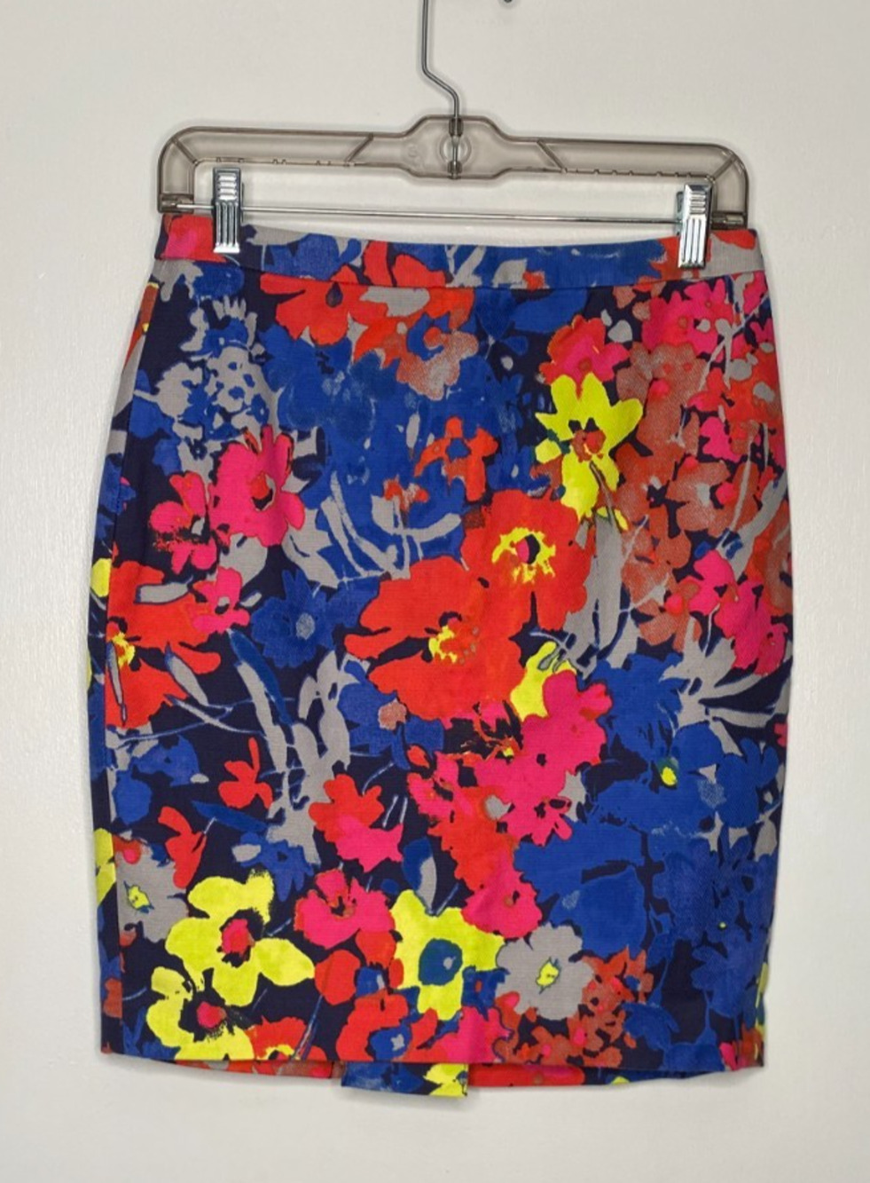 LOFT Petite Floral Skirt – Size 4P – Bright Multicolor – 100% Cotton – Career